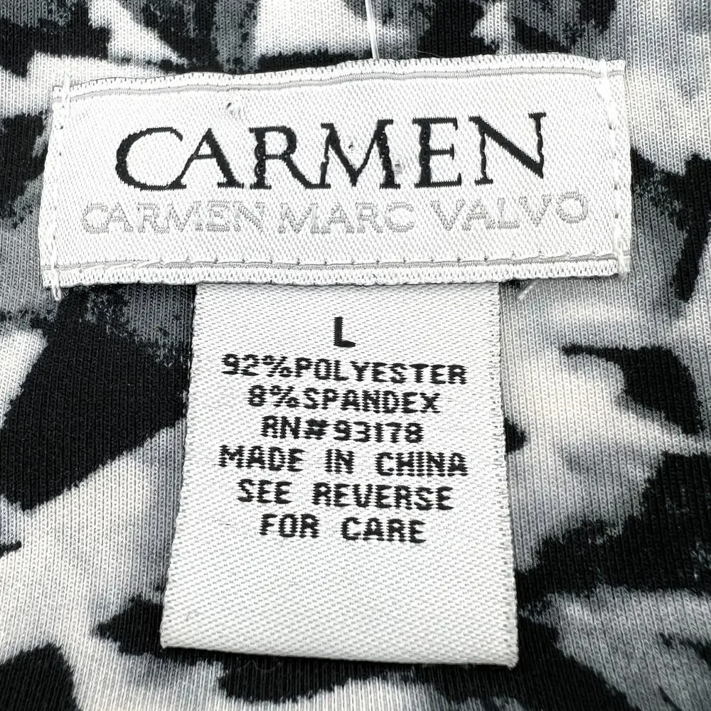 Carmen Marc Valvo Womens Pencil Skirt Abstract Black White Brushstroke Size L